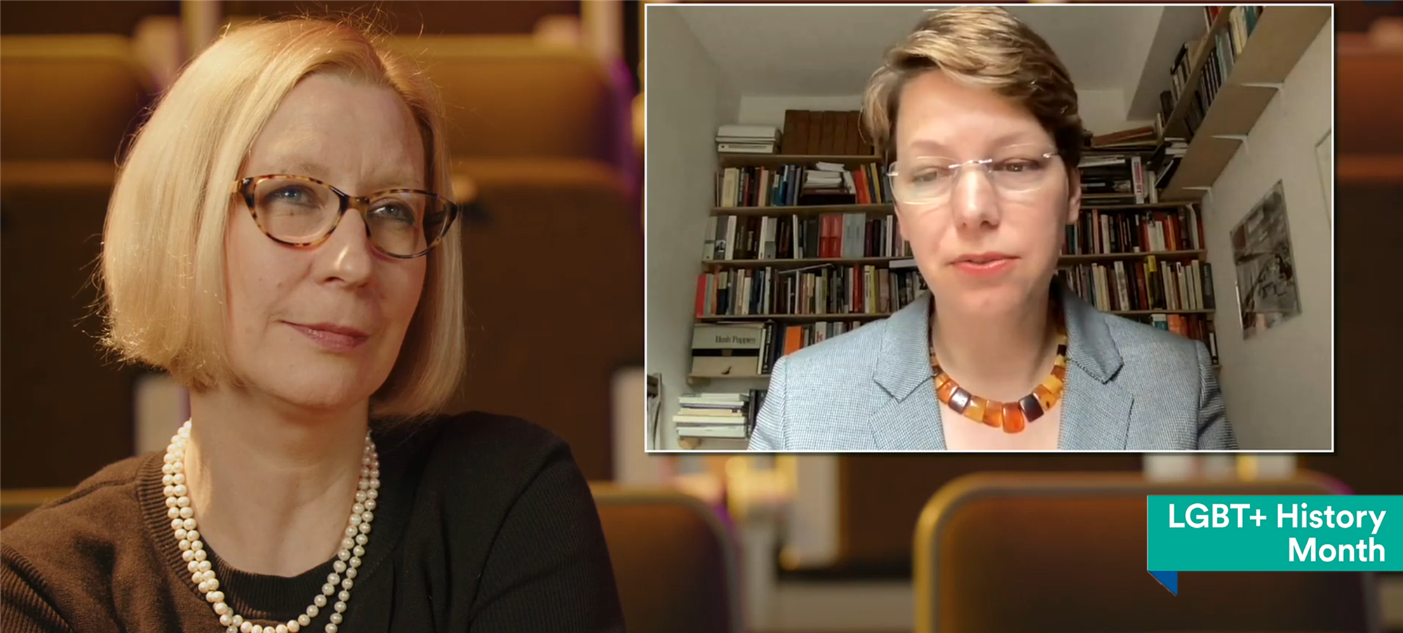 A photo of a zoom call between two women